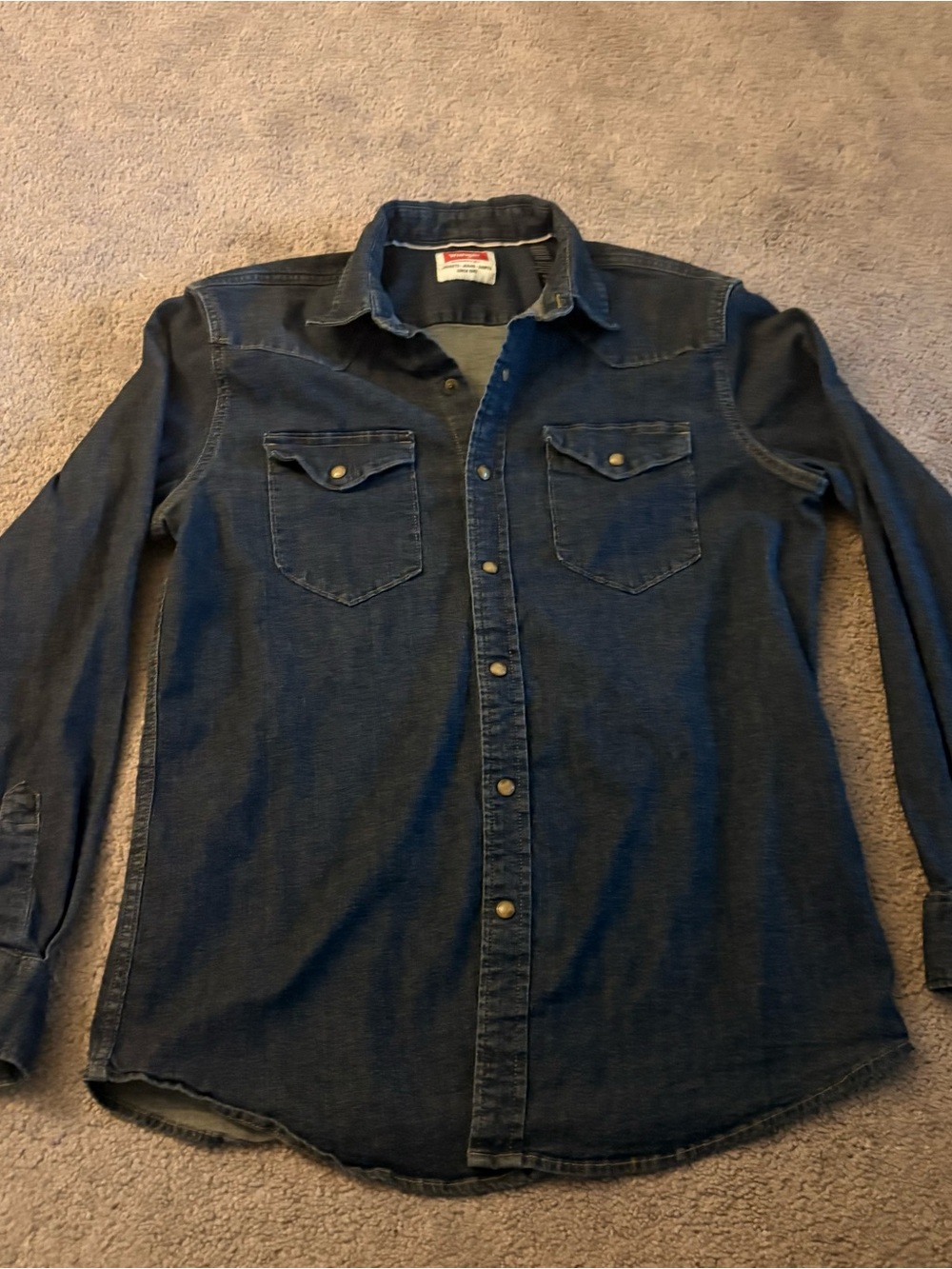 Wrangler Dark Blue Denim Western Snap-Down Shirt